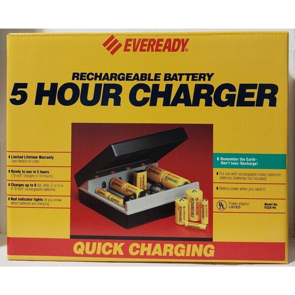 VTG Eveready Rechargeable Battery 5 Hour Charger Quick Charging Model FCC8-PA - Picture 1 of 5
